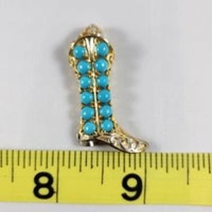 Sterling Service with Gold Accents turquoise studs cowboy boots pendant
